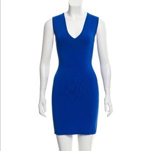 Yigal Azrouël Sleeveless V Neck Mini Dress Blue